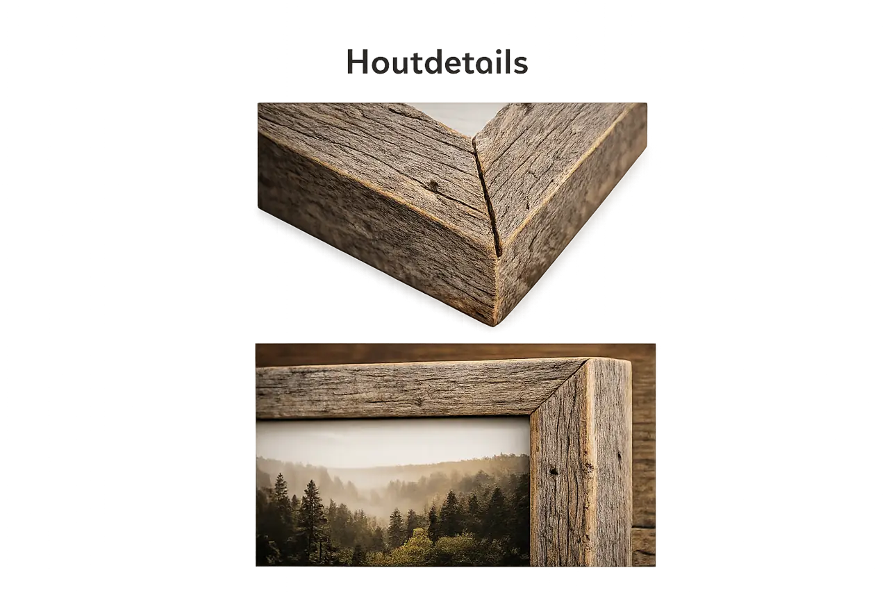 Detalj av träådring och hörn på ramen